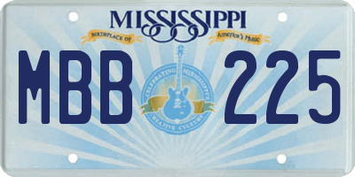 MS license plate MBB225