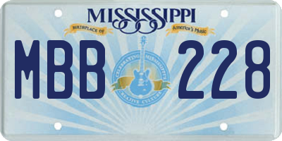 MS license plate MBB228