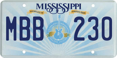 MS license plate MBB230