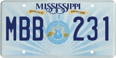 MS license plate MBB231