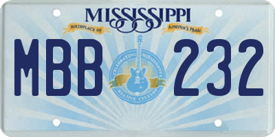 MS license plate MBB232