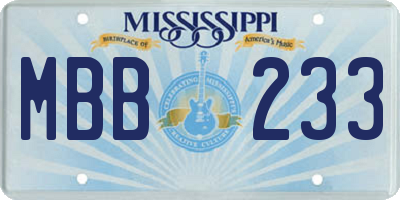 MS license plate MBB233