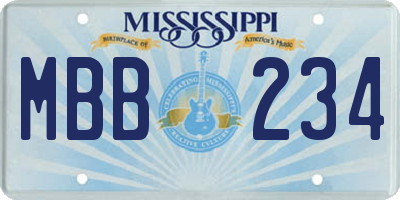 MS license plate MBB234