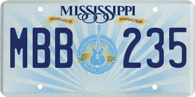MS license plate MBB235