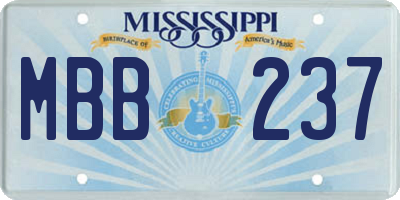 MS license plate MBB237
