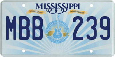 MS license plate MBB239