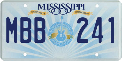 MS license plate MBB241