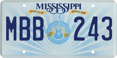 MS license plate MBB243