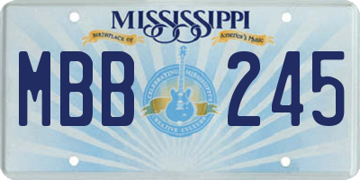 MS license plate MBB245