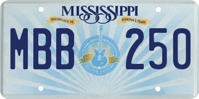 MS license plate MBB250