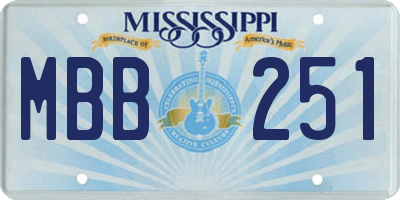 MS license plate MBB251