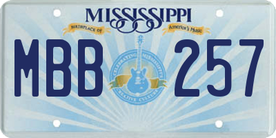 MS license plate MBB257