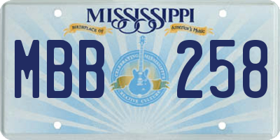 MS license plate MBB258