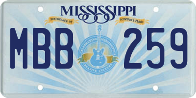 MS license plate MBB259