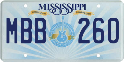 MS license plate MBB260