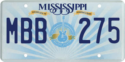 MS license plate MBB275