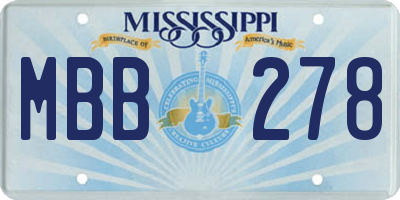 MS license plate MBB278