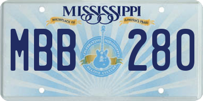 MS license plate MBB280