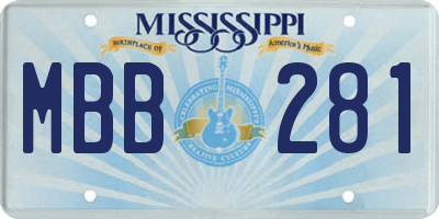 MS license plate MBB281