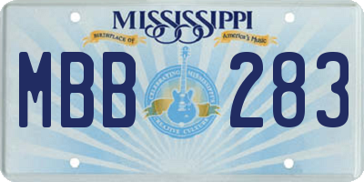 MS license plate MBB283