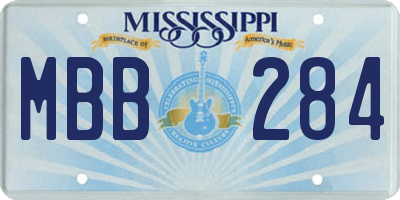 MS license plate MBB284