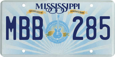 MS license plate MBB285