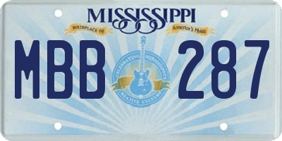 MS license plate MBB287