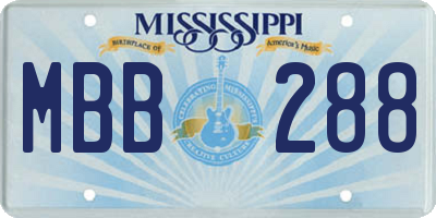MS license plate MBB288