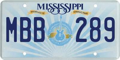 MS license plate MBB289