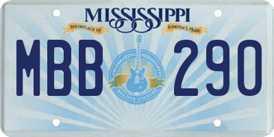 MS license plate MBB290