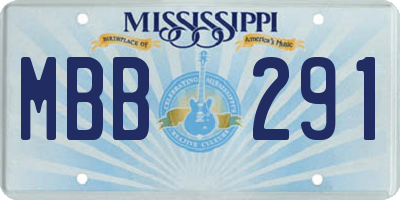 MS license plate MBB291