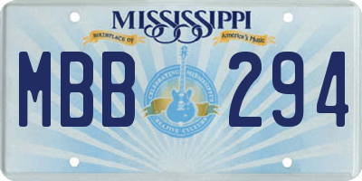 MS license plate MBB294