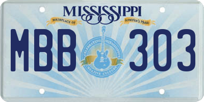 MS license plate MBB303