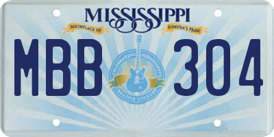 MS license plate MBB304
