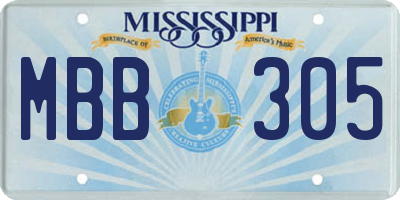 MS license plate MBB305
