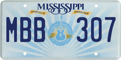 MS license plate MBB307