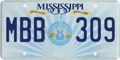MS license plate MBB309