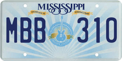 MS license plate MBB310