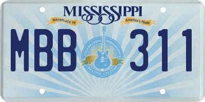 MS license plate MBB311