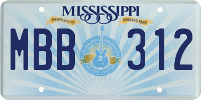 MS license plate MBB312
