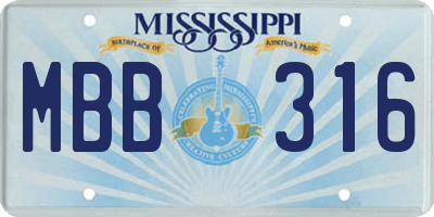 MS license plate MBB316