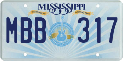 MS license plate MBB317