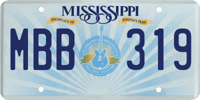 MS license plate MBB319