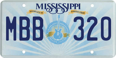 MS license plate MBB320