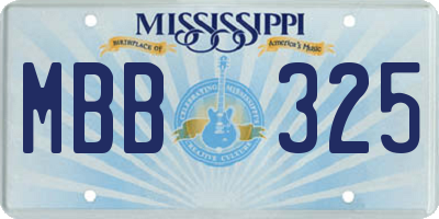 MS license plate MBB325