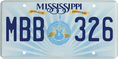 MS license plate MBB326