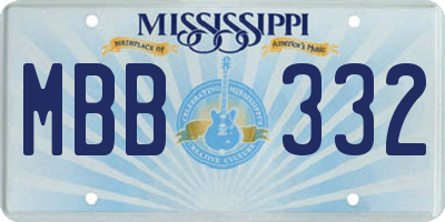MS license plate MBB332