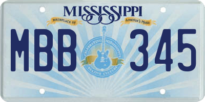 MS license plate MBB345