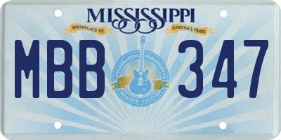 MS license plate MBB347