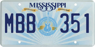 MS license plate MBB351
